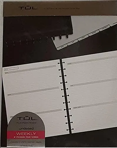 TUL Discbound Undated Weekly/Monthly Refill Pages, Letter Size, 68 Sheets