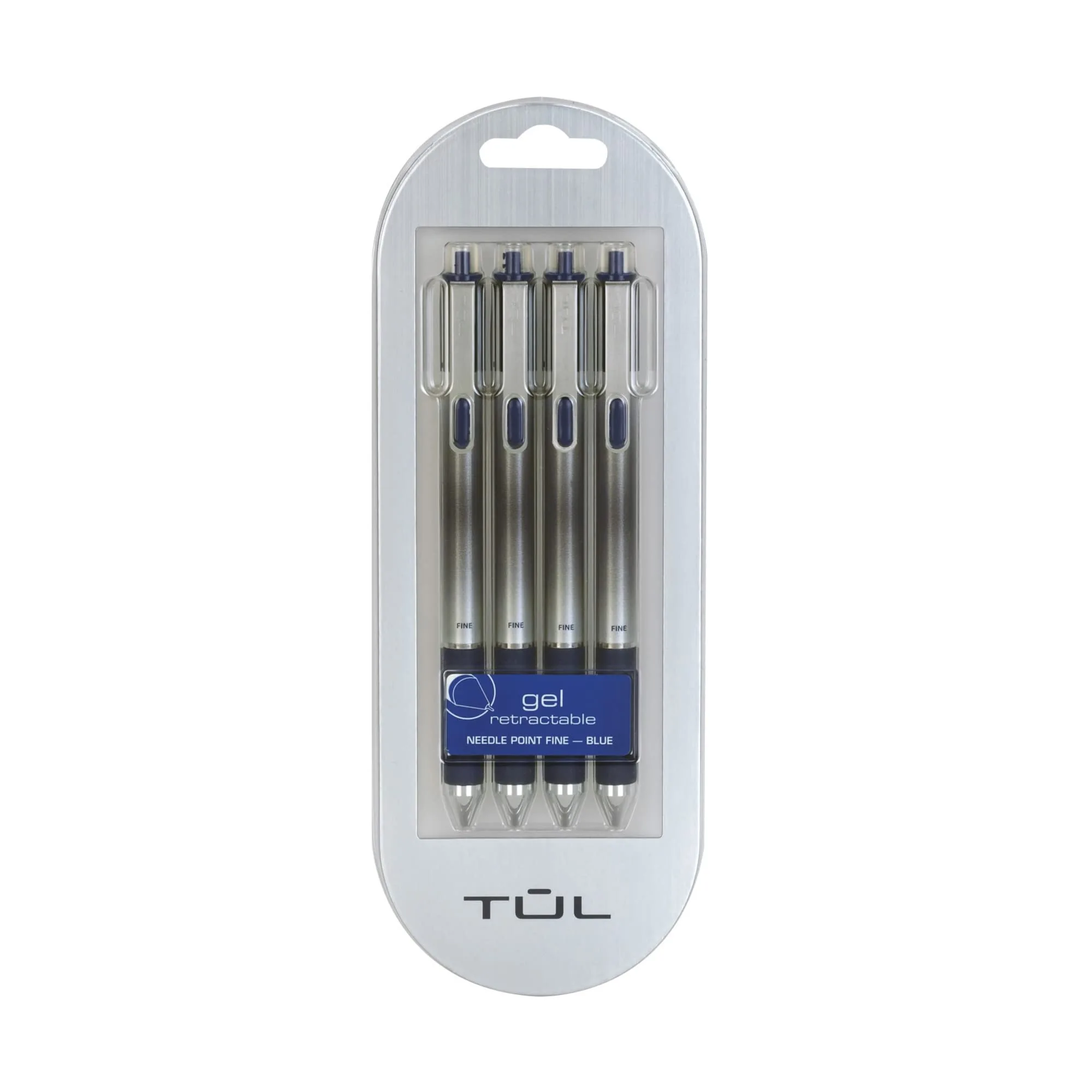 TUL GL Series Retractable Gel Pens, 0.5 mm Needle Point, Blue Ink, Pack of 4