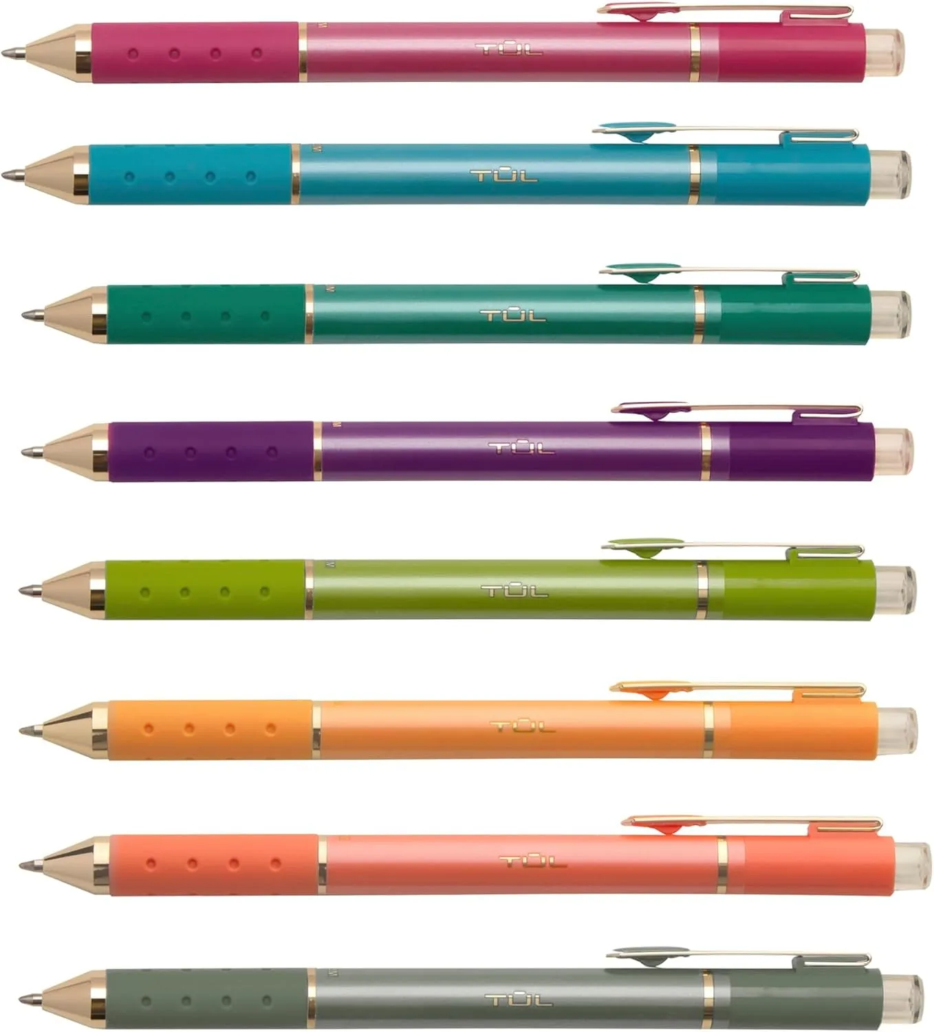 TUL® GL Series Retractable Gel Pens, Medium Point, 0.8 mm, Assorted Metallic Inks, Pack Of 8 Pens