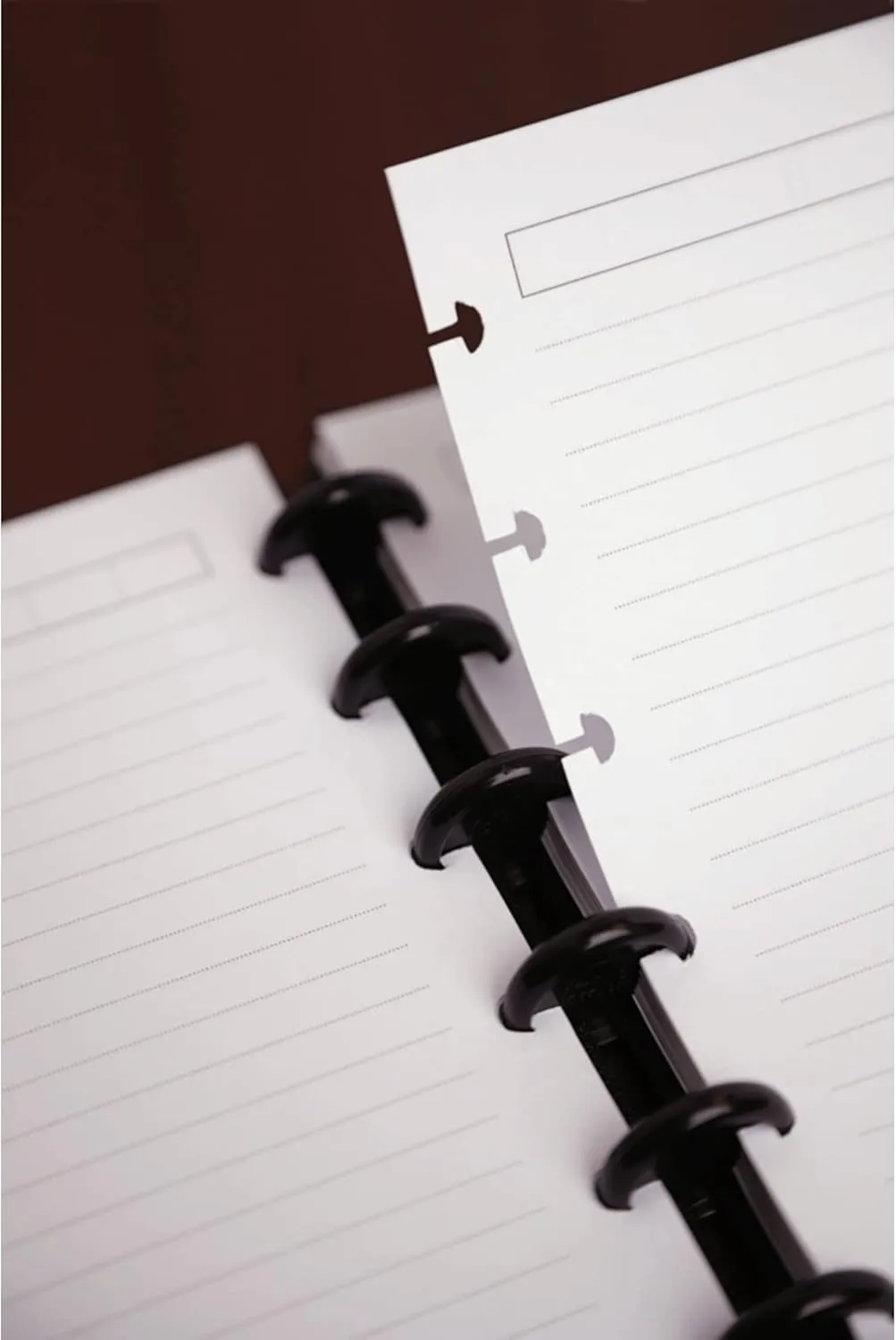 TUL Discbound Notebook With Leather Cover, Letter Size, Narrow Ruled, 60 Sheets, Brown