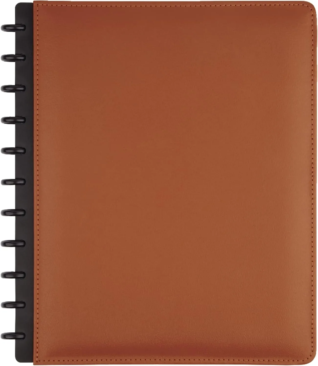 TUL Discbound Notebook With Leather Cover, Letter Size, Narrow Ruled, 60 Sheets, Brown