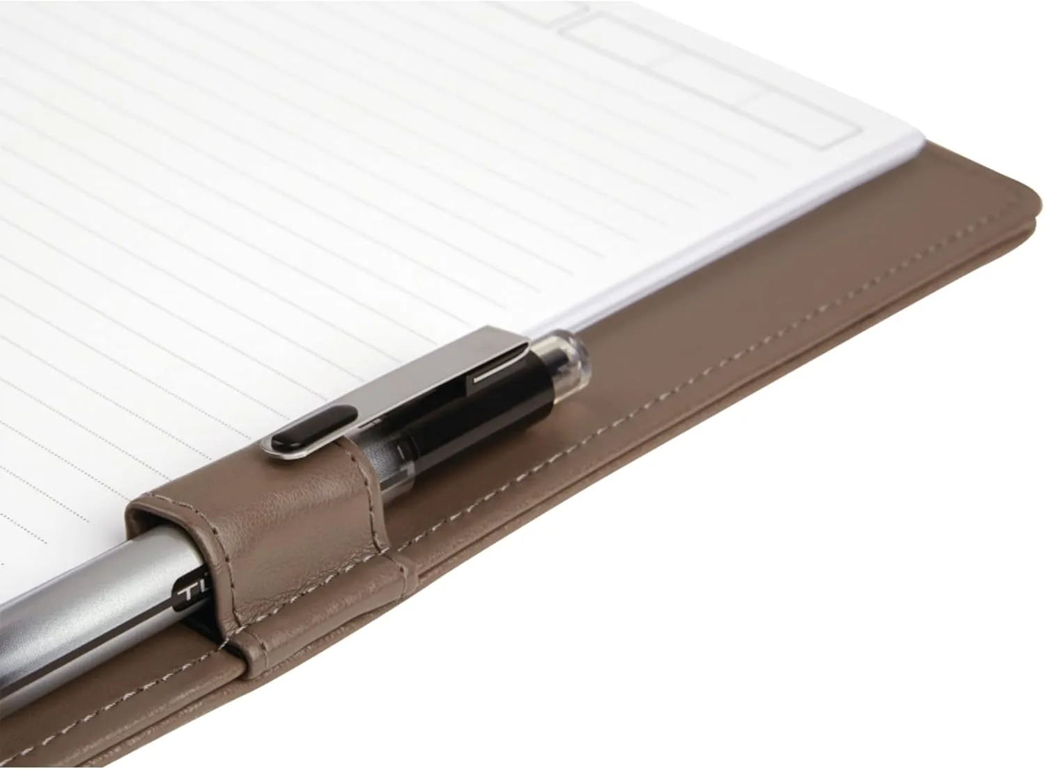 TUL Discbound Notebook With Leather Cover, Letter Size, Narrow Ruled, 60 Sheets, Brown