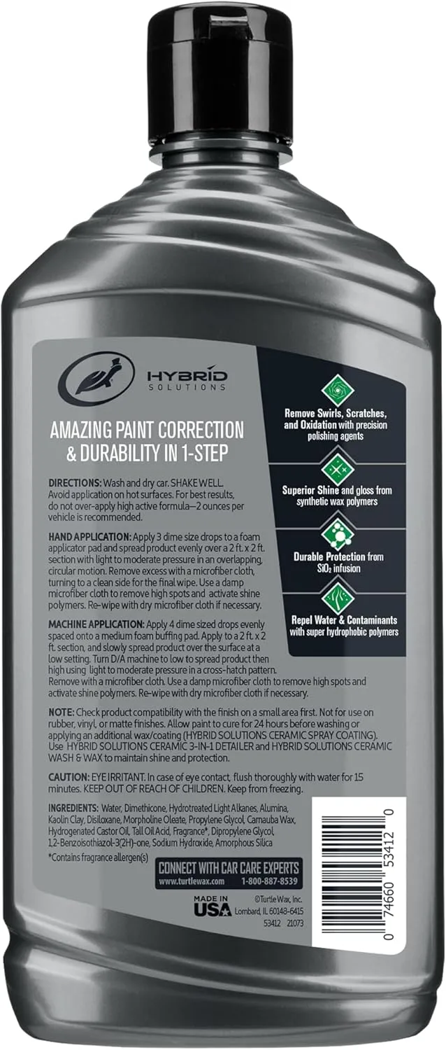 Turtle Wax Hybrid Solutions Ceramic Car Polish & Wax, 14 oz - Scratch Remover & Protection