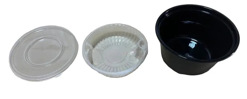Soup Bowl Black w/middle tray and Lid (180 sets)
