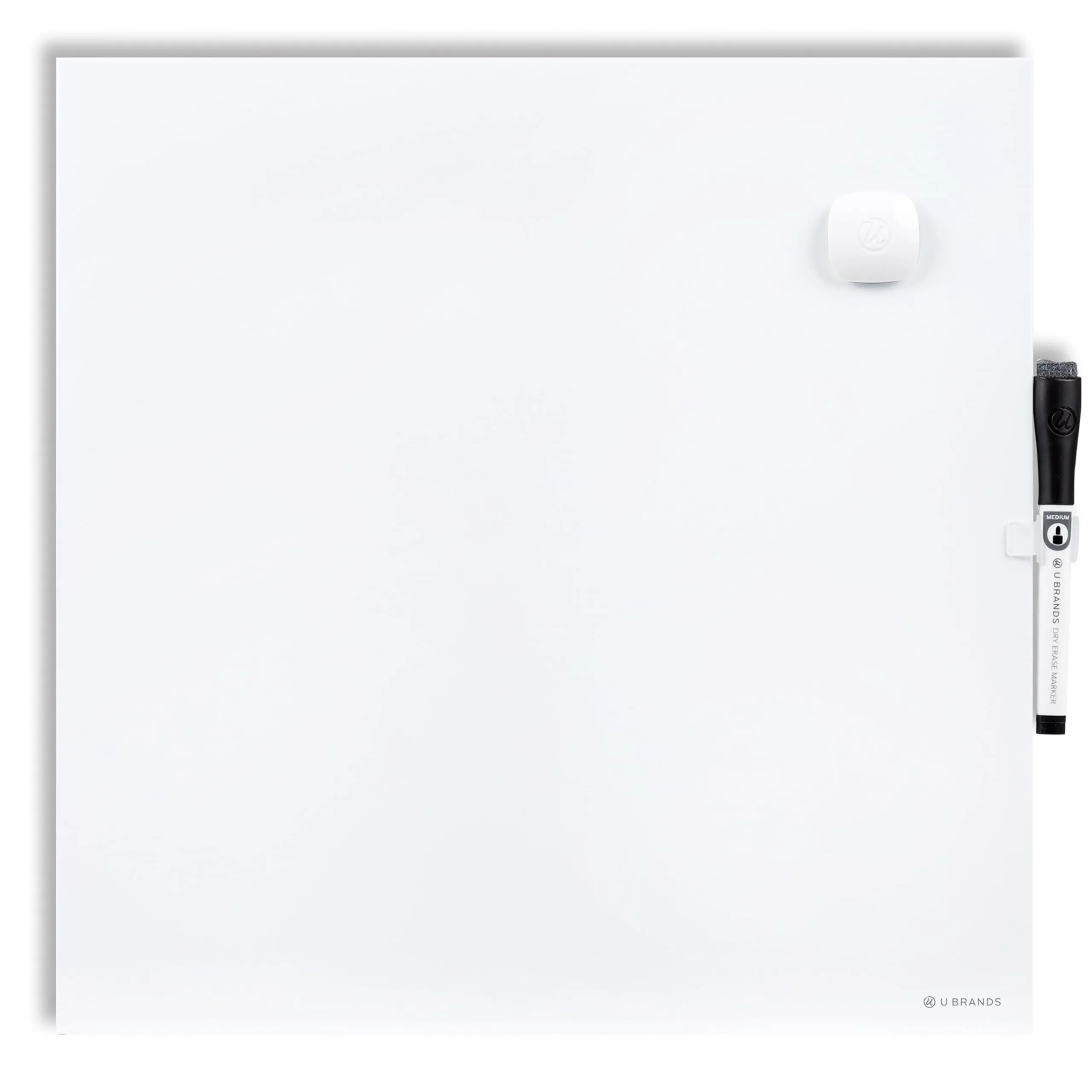 U Brands Magnetic Dry Erase Board, 14"x14", Frameless, includes Marker and Magnet