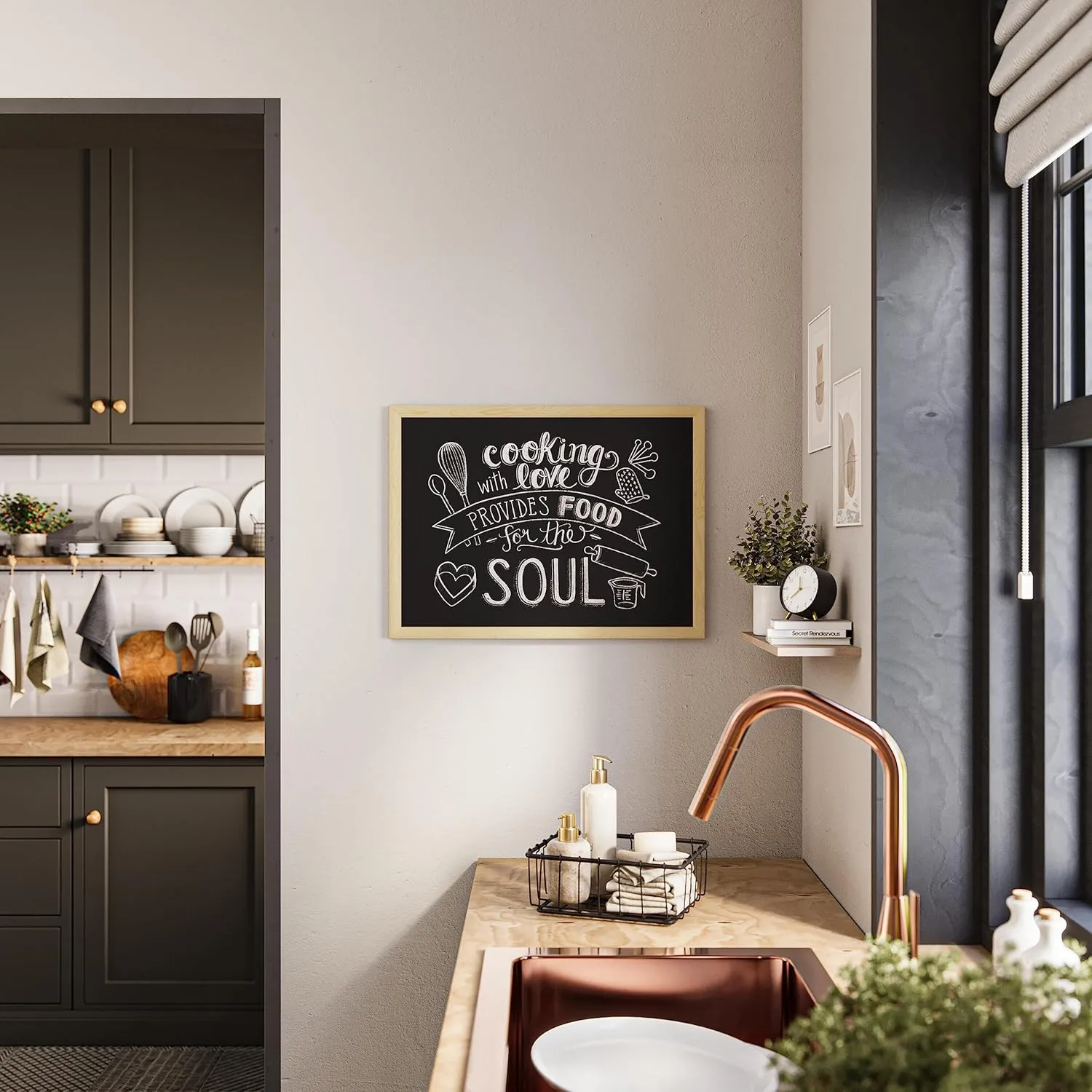 U Brands Chalkboard, 24in X 18in, Birch Wood Frame, Actual Size 23in X 17in (310U00-01)
