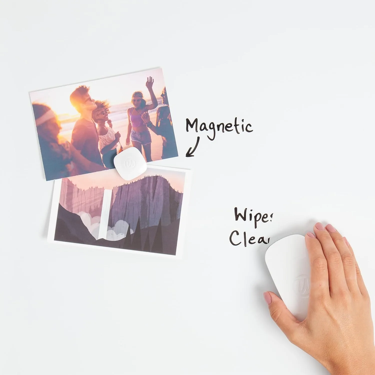 U Brands Magnetic Dry Erase Board, 14"x14", Frameless, includes Marker and Magnet
