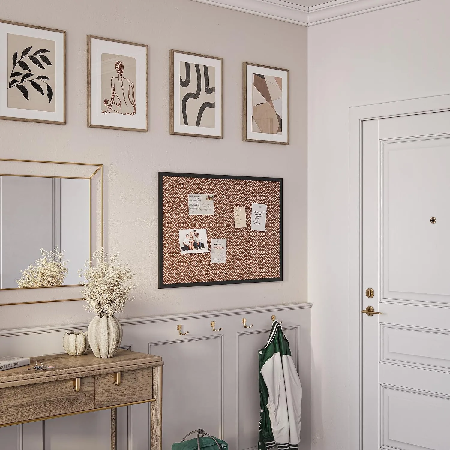 U BRANDS Fashion Cork Bulletin Board, Black Wood Frame