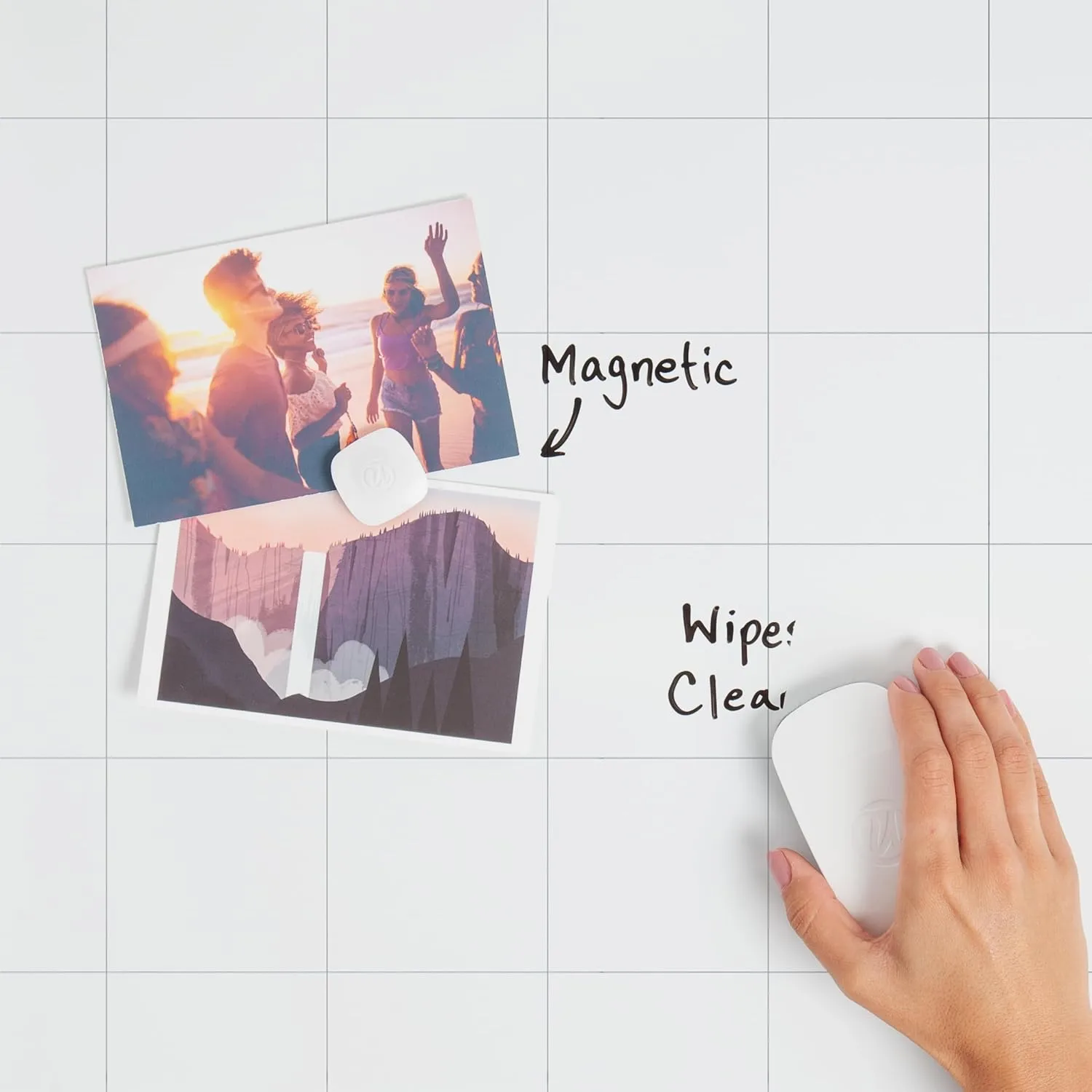 U Brands Square Magnetic Dry Erase Calendar Board, 14"x14", Frameless, includes Marker and Magnet