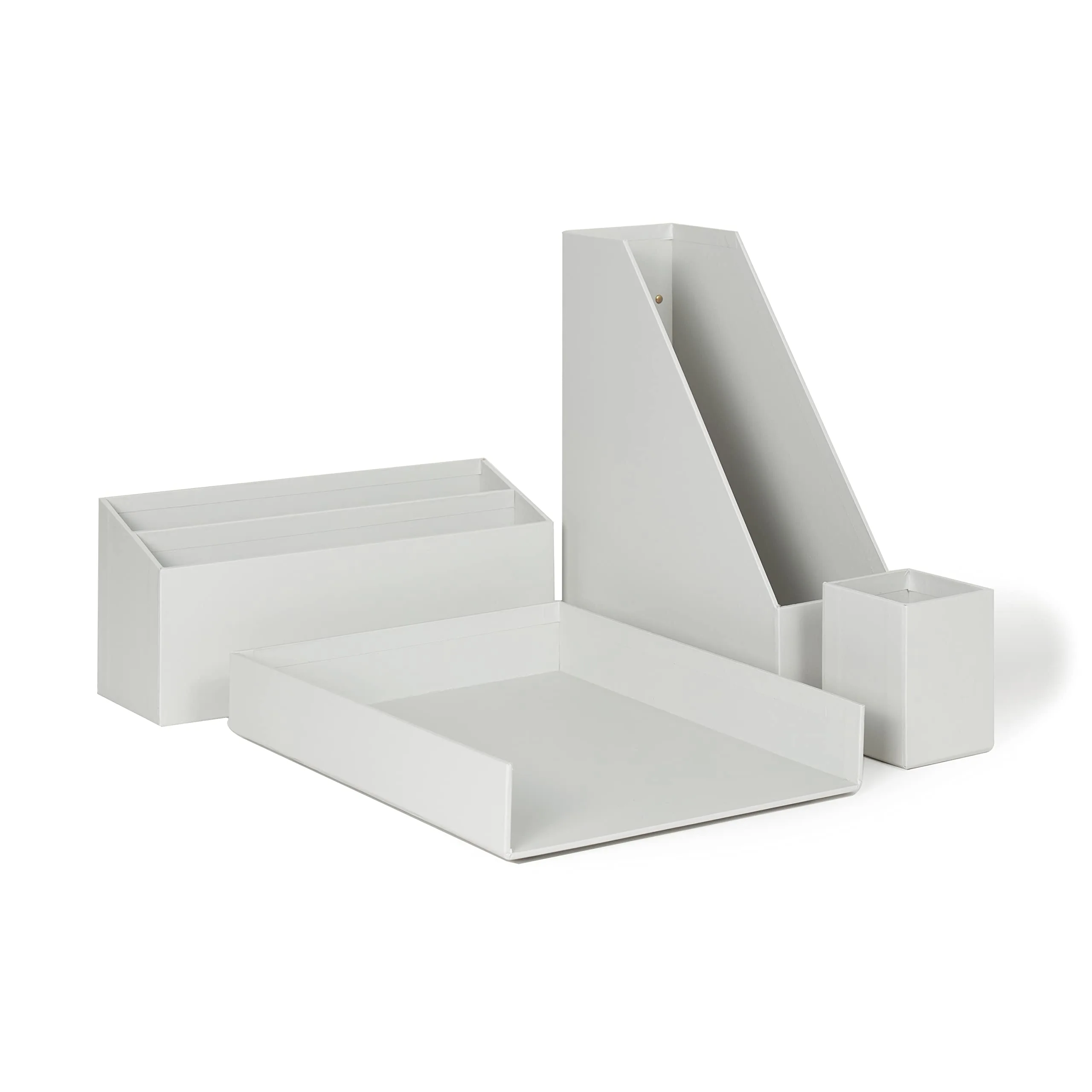 U Brands Paper Wrapped Desk Organization Set, Office Organization Supplies, Solid Gray, 4 Pieces