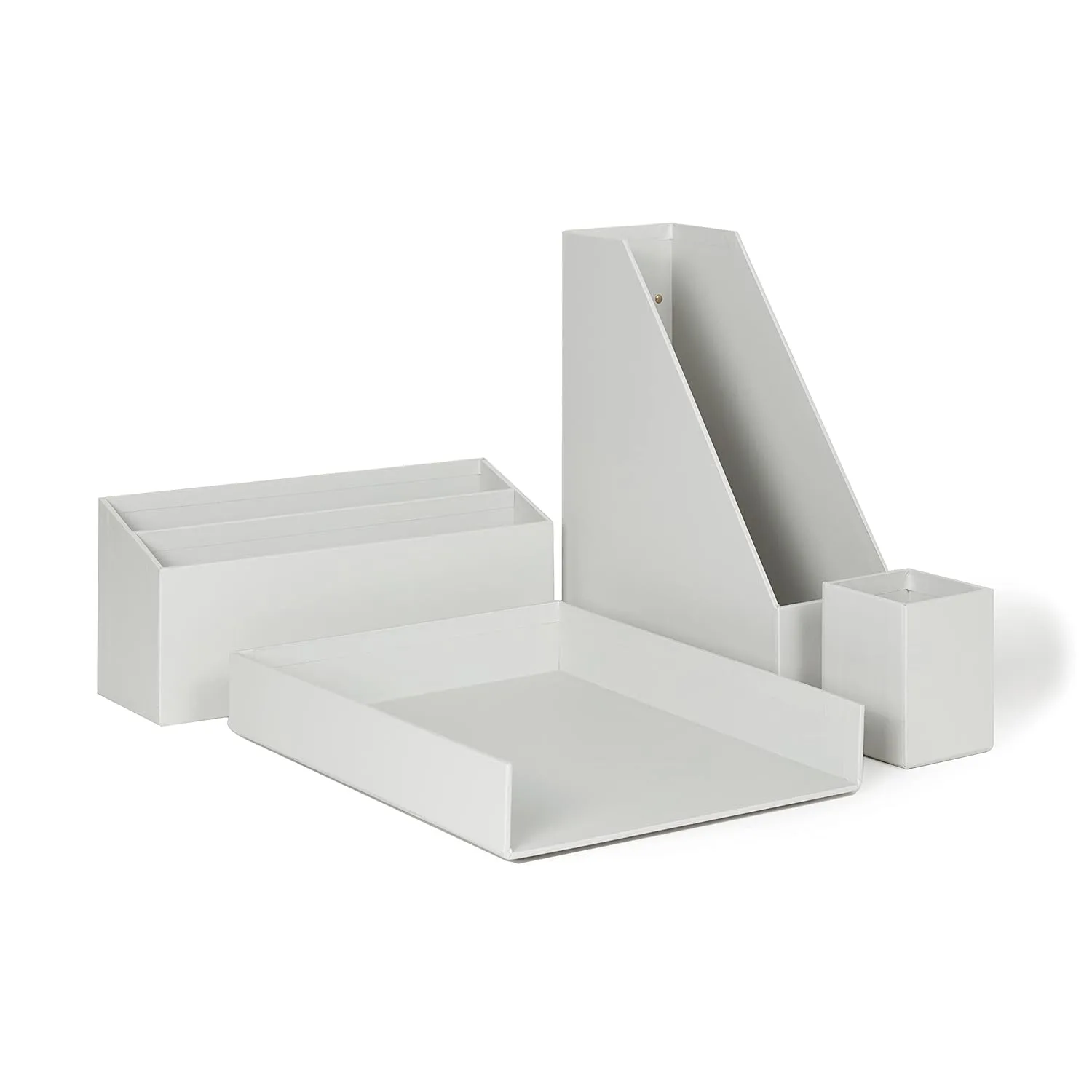 U Brands Paper Wrapped Desk Organization Set, Office Organization Supplies, Solid Gray, 4 Pieces