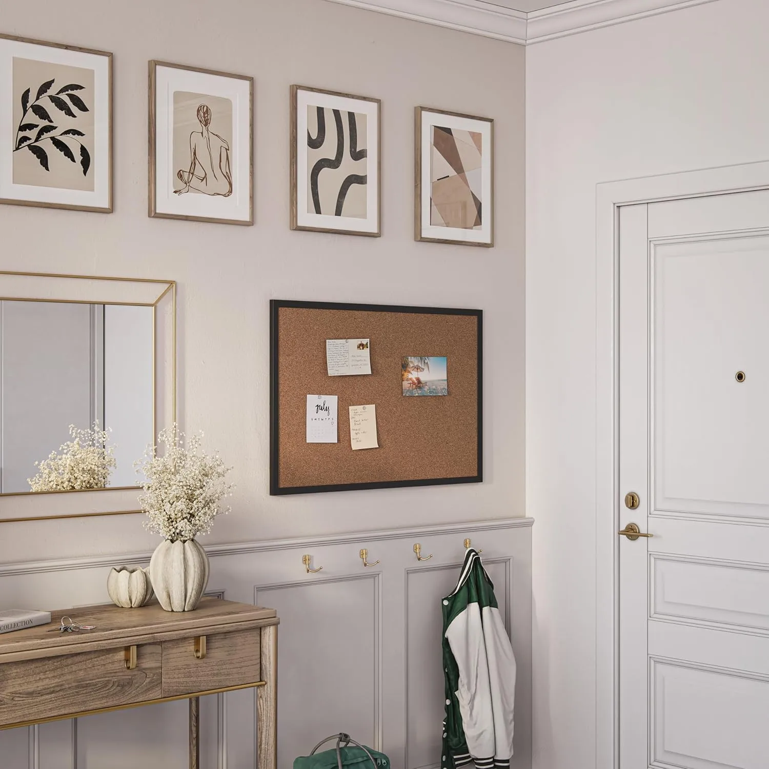 U Brands Cork Bulletin Board with Wood Frame