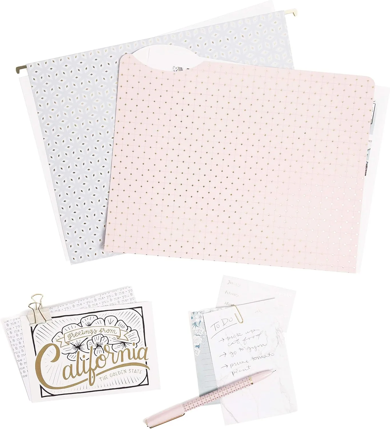 U Brands Delicate Details Filing Kit, Pastel/Gold, Set Of 145 Pieces