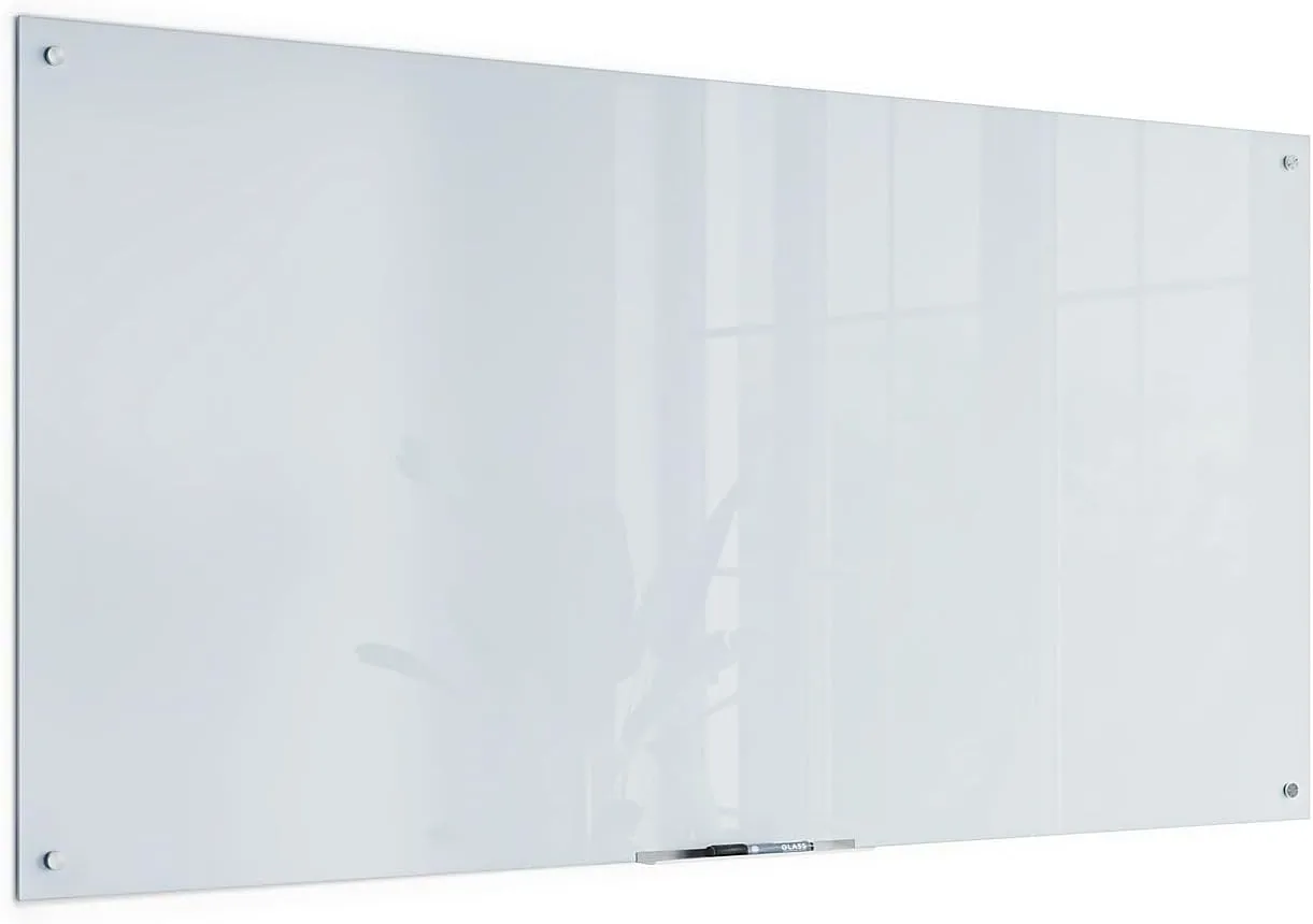 U BRANDS Magnetic Glass Dry-Erase Board, 72 x 36 in, Frosted White, Frameless