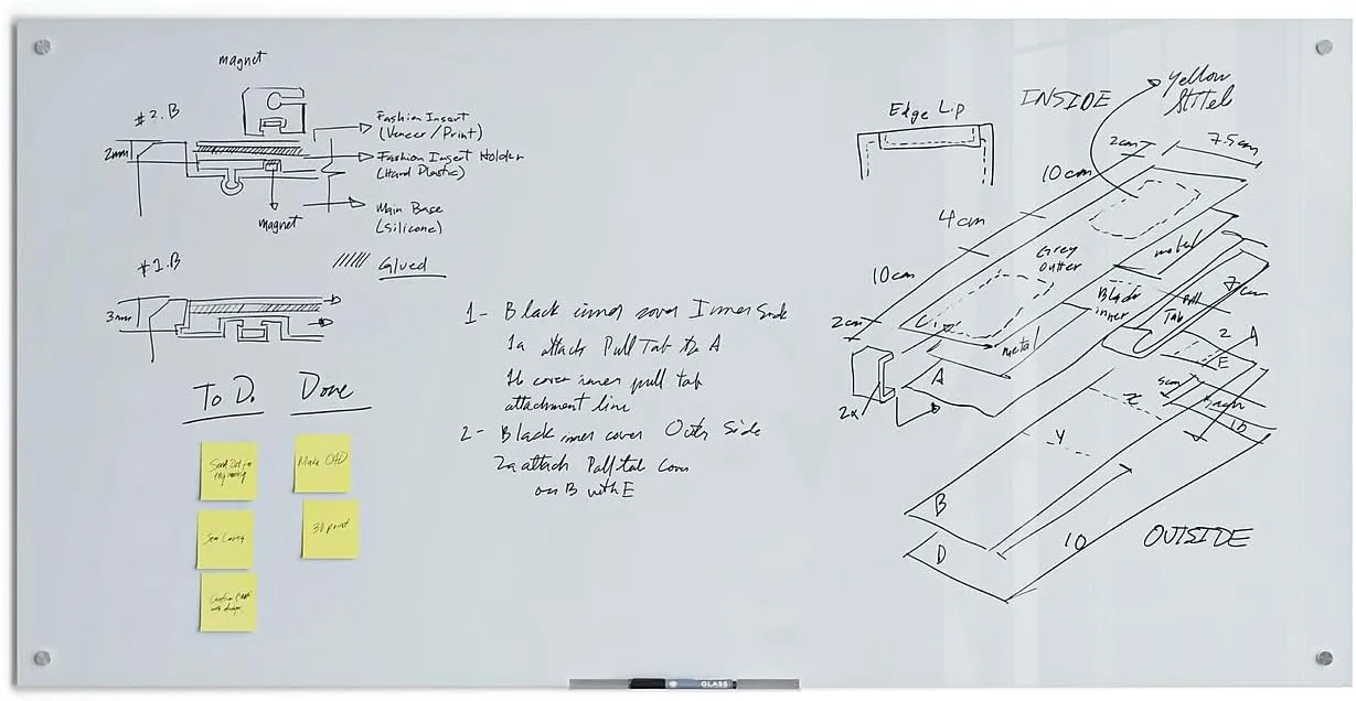 U BRANDS Magnetic Glass Dry-Erase Board, 72 x 36 in, Frosted White, Frameless