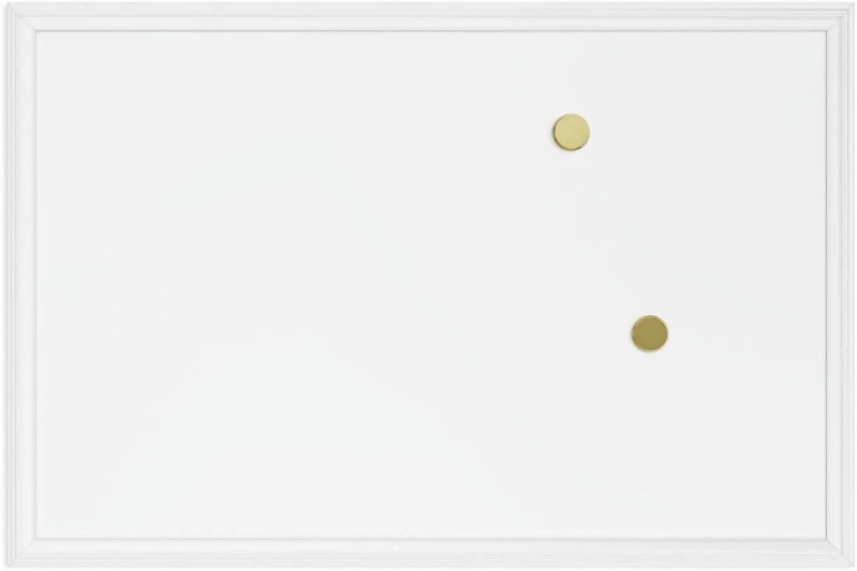 U Brands Farmhouse Magnetic Dry Erase Board, 30"x20", White Wood Style Frame, Includes 2 Magnets 30"W x 20"H