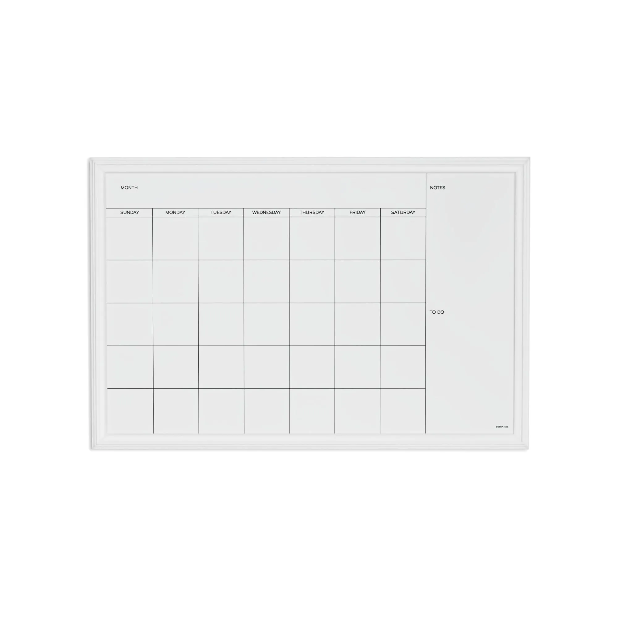 U BRANDS Magnetic Dry Erase Calendar Board, White Wood Frame