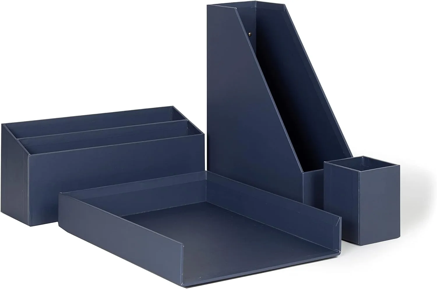 U Brands Paper Wrapped Desk Organization Set, Office Organization Supplies, Solid Navy, 4 Pieces