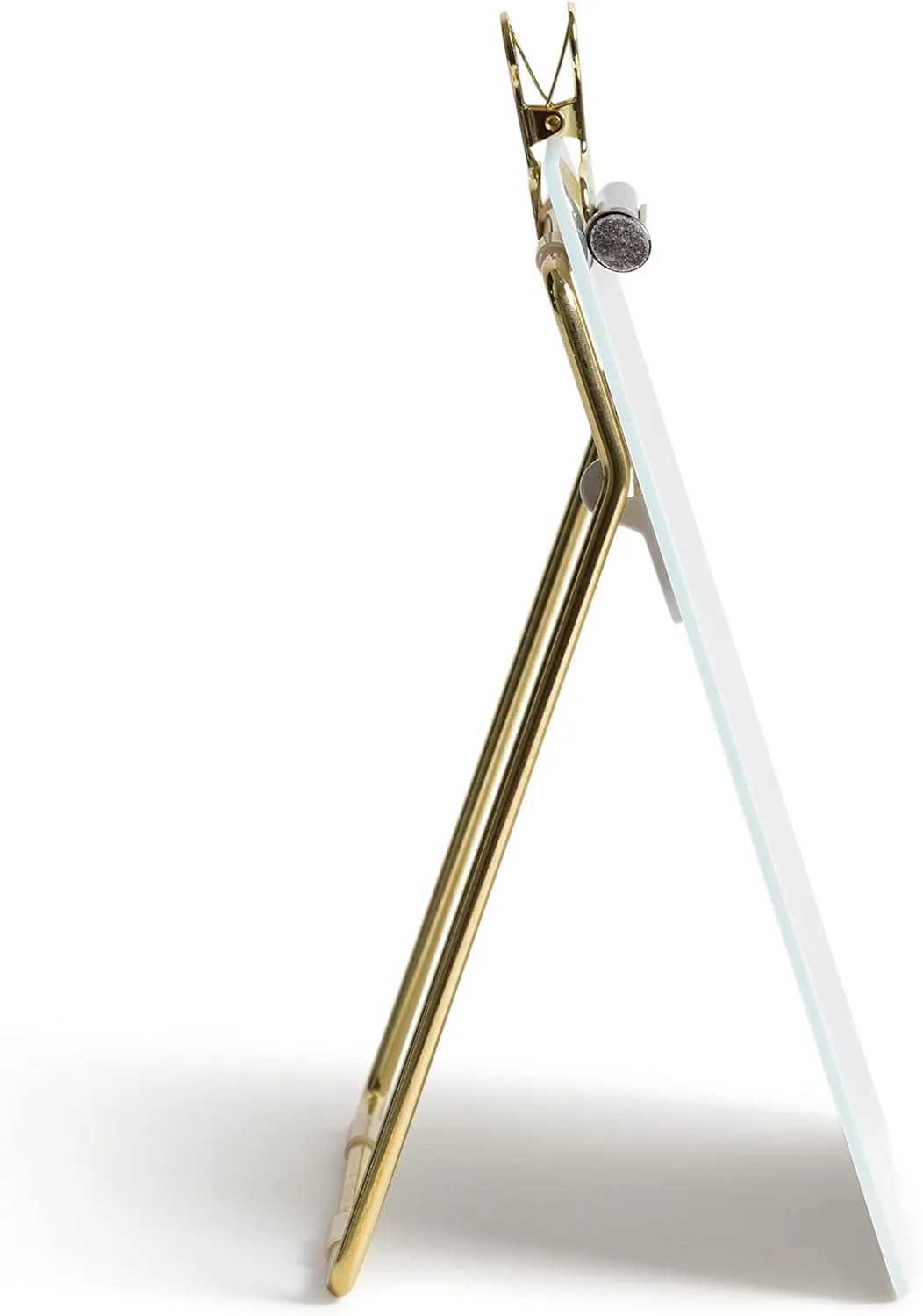 U Brands Non-Magnetic Glass Dry Erase Desktop Easel, 11 3/4in X 8 1/2in, Tempered Glass, Gold Metal Stand, Removable Clip