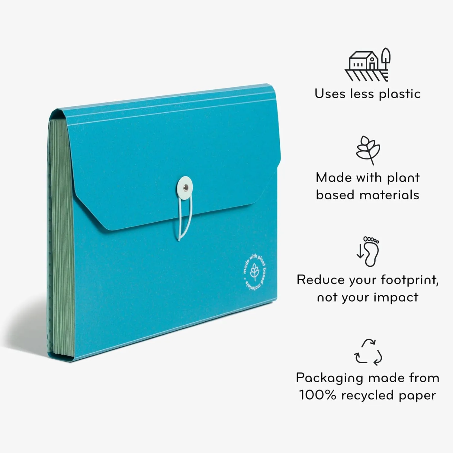 U Brands U-Eco 13 Pocket Poly Expandable File, 8.5" x 11", Brights, Protective Flap with Button/Elastic Closure