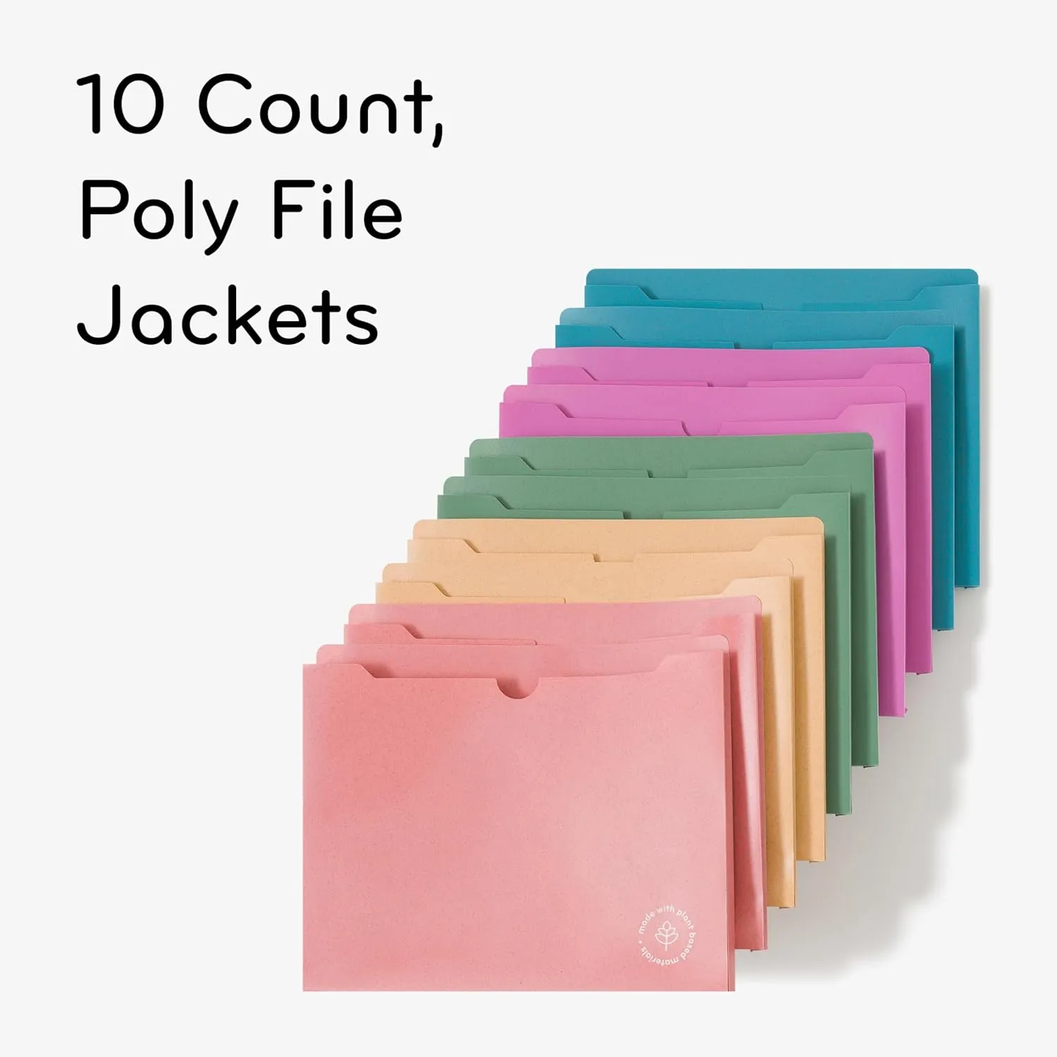 U Brands U-Eco Poly File Jacket, Set of 10, Letter Size, 1in Expansion, Assorted Brights
