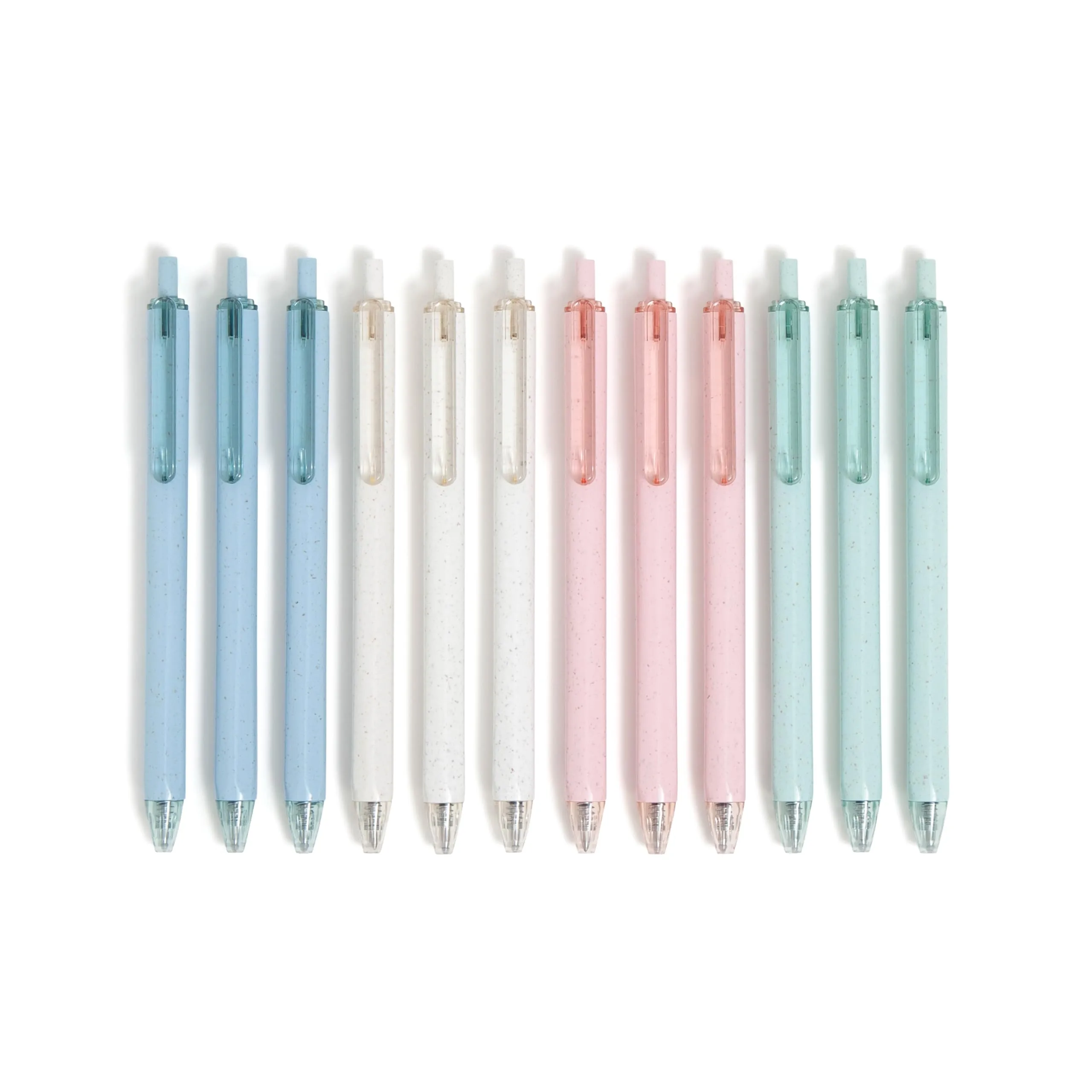 U Brands U-Eco Recycled Gel Click Pens, Set of 12, Pastel Speckle, Medium (0.7 mm) Point, Black Ink 12 Count (Pack of 1)