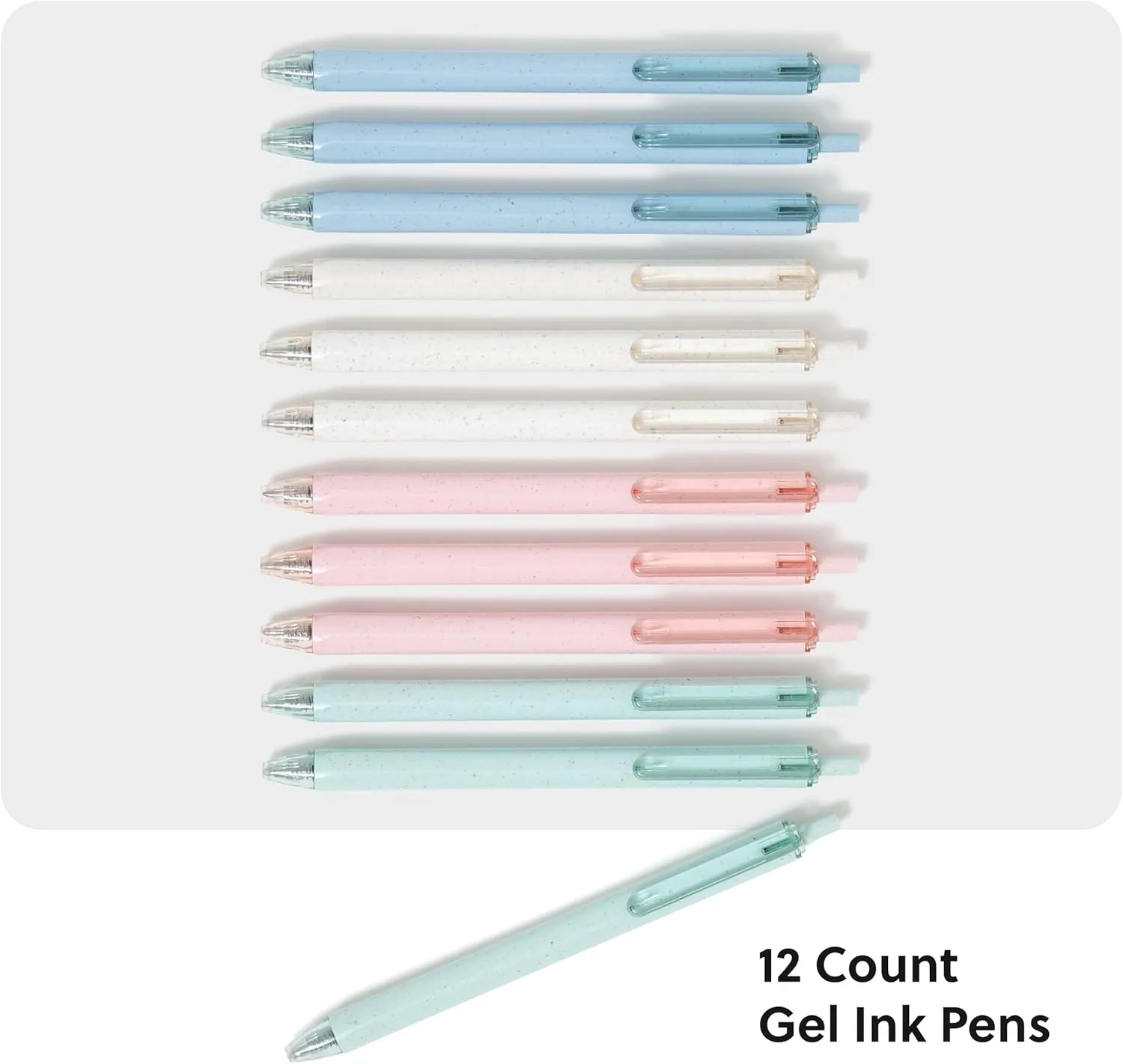U Brands U-Eco Recycled Gel Click Pens, Set of 12, Pastel Speckle, Medium (0.7 mm) Point, Black Ink 12 Count (Pack of 1)