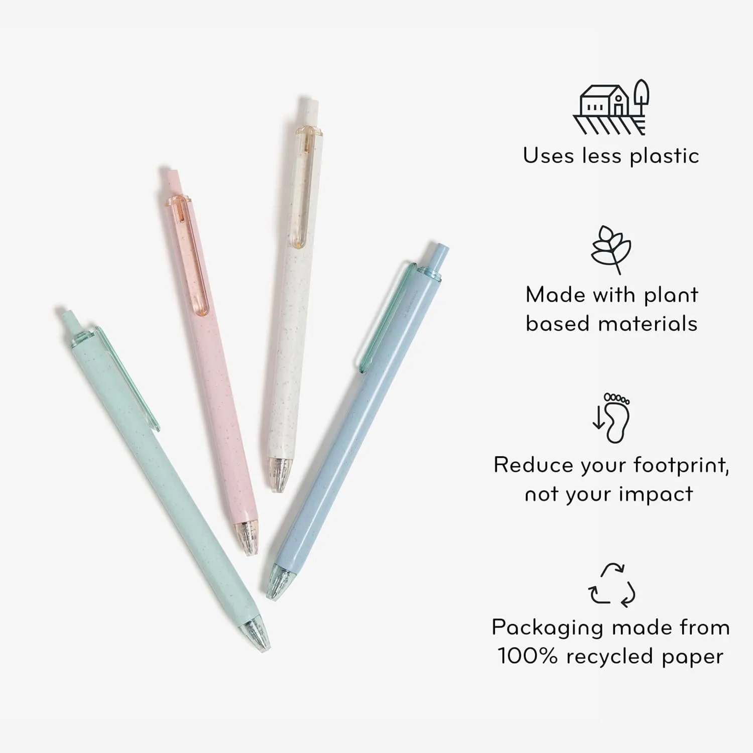 U Brands U-Eco Recycled Gel Click Pens, Set of 12, Pastel Speckle, Medium (0.7 mm) Point, Black Ink 12 Count (Pack of 1)