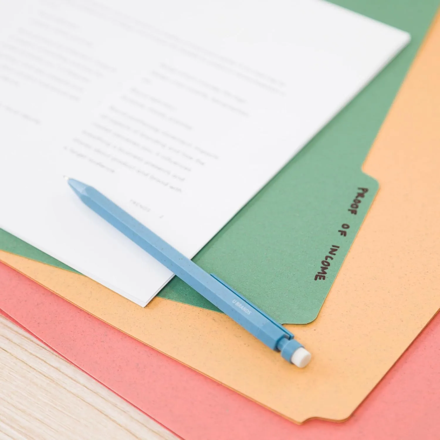 U Brands U-Eco Poly File Folders, Set of 24, Assorted Brights, 1/3-Cut Tabs, 100% Recycled Paper Labels (6597U01-12)