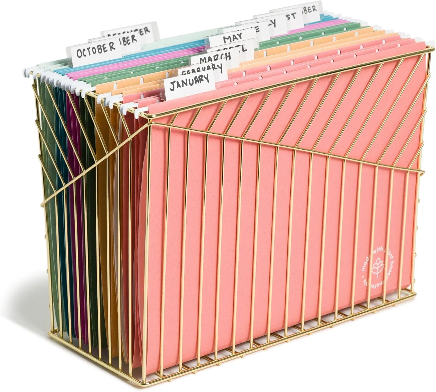 U Brands U-Eco Poly Hanging File Folders, Set of 12, Assorted Brights, White Metal Hanging Rods, Letter Size (6596U01-12)
