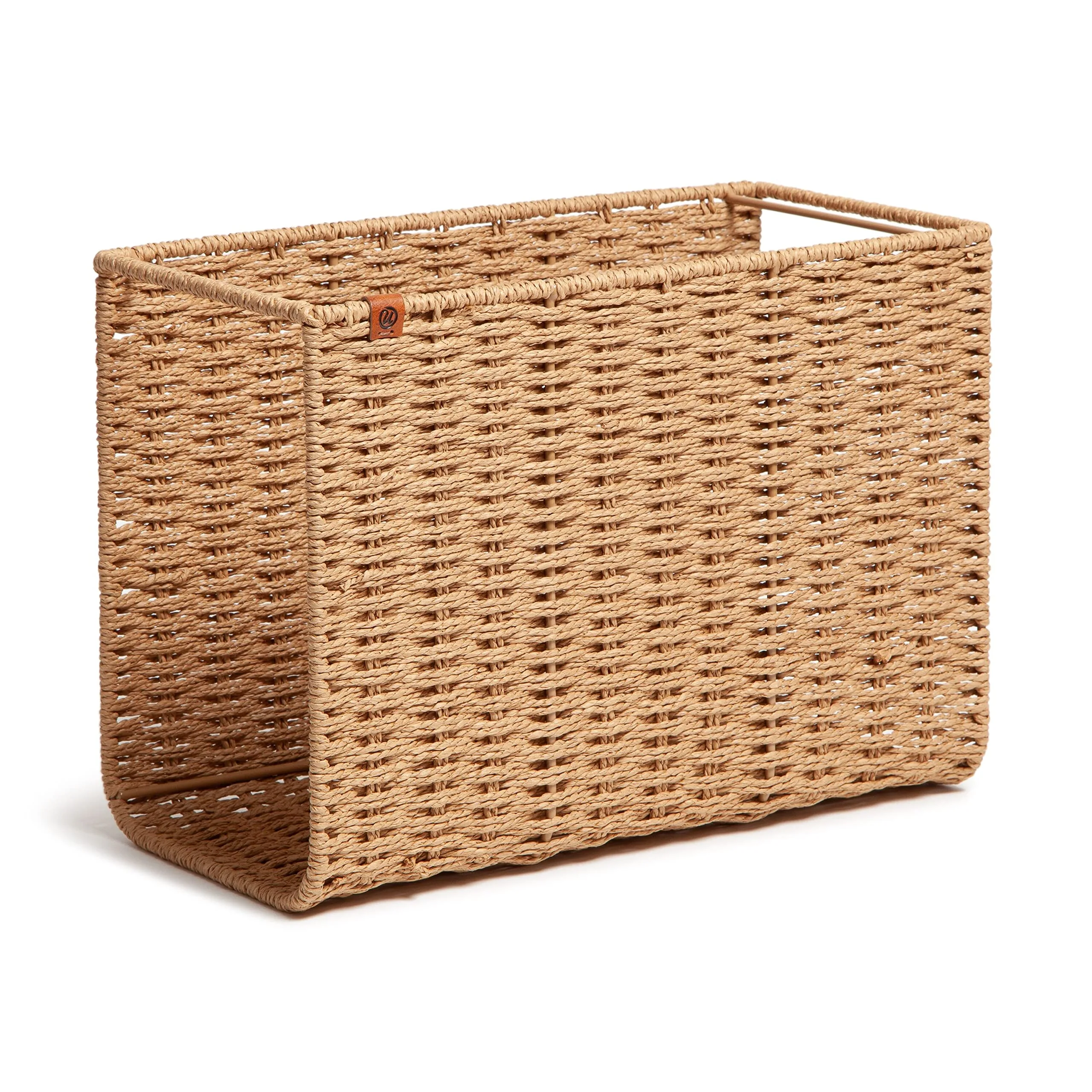 U Brands Woven Hanging File Basket, Brown, Letter-Size, 1 Count