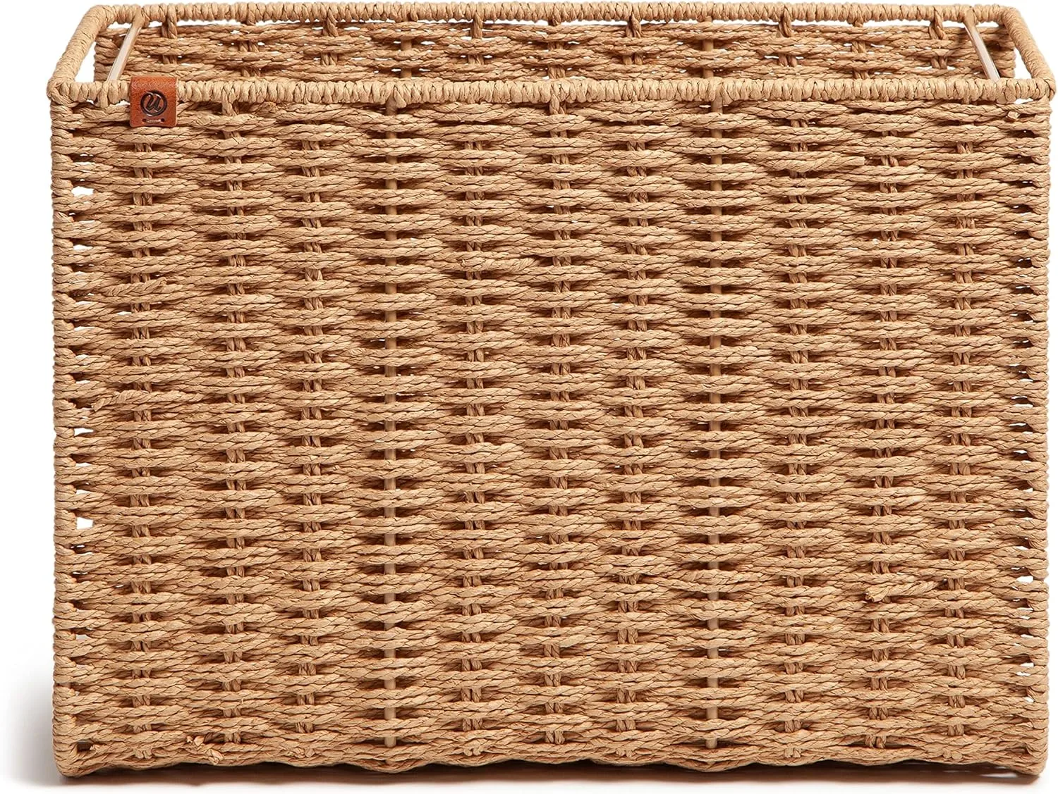 U Brands Woven Hanging File Basket, Brown, Letter-Size, 1 Count