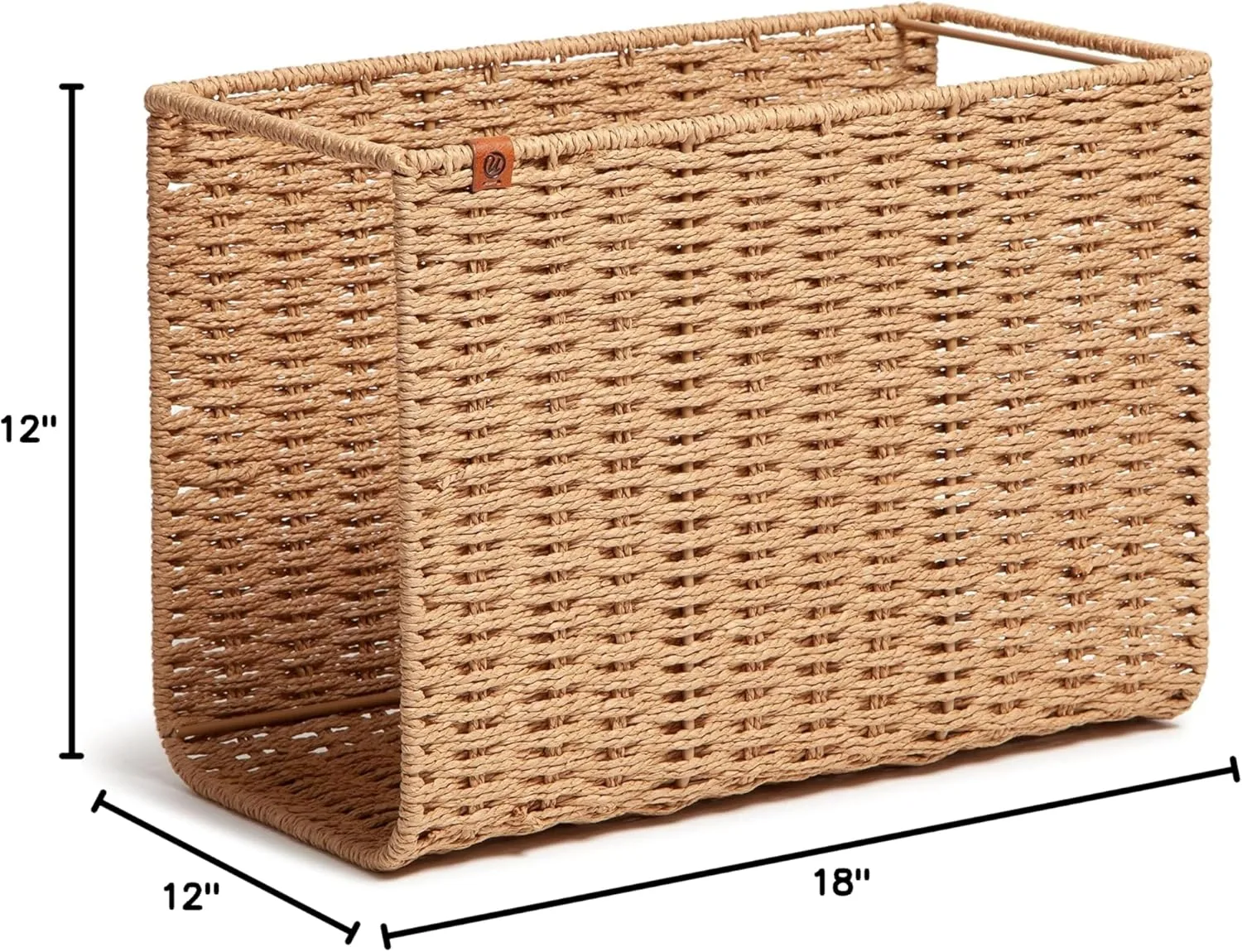 U Brands Woven Hanging File Basket, Brown, Letter-Size, 1 Count