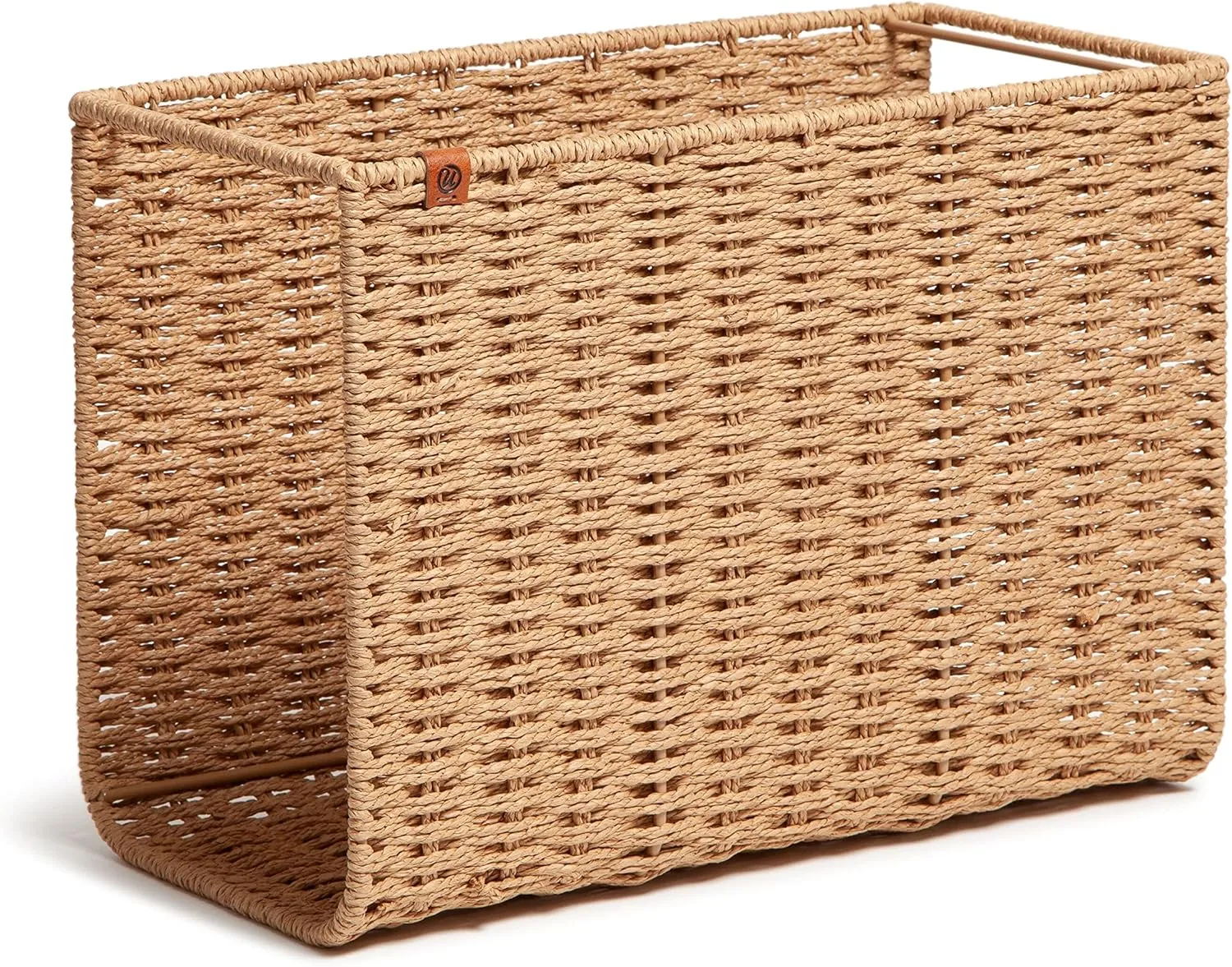 U Brands Woven Hanging File Basket, Brown, Letter-Size, 1 Count