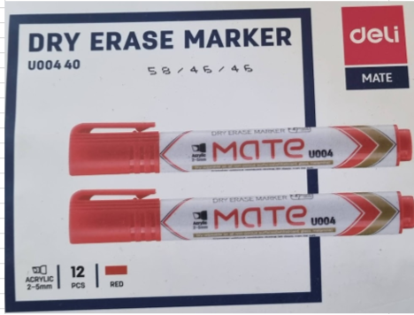 DELI U00440 WBD REFILABLE MARKER RED CHI MATE