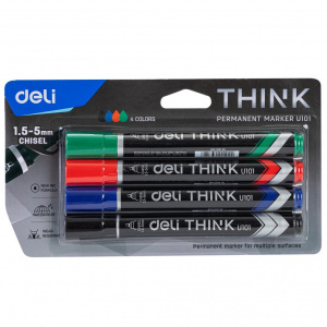 DELI U101 THINK PERM.MARKERS - PKT 4 PCS