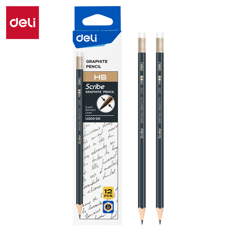 DELI U200 MATE HB PENCILS WITH RUBBERTIP