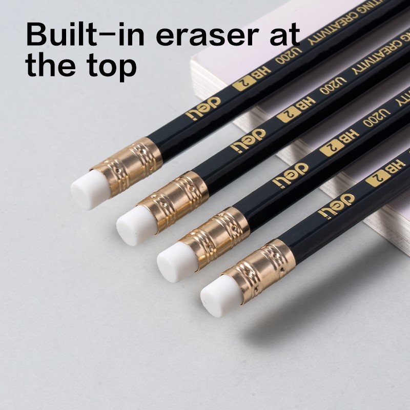 DELI U200 MATE HB PENCILS WITH RUBBERTIP