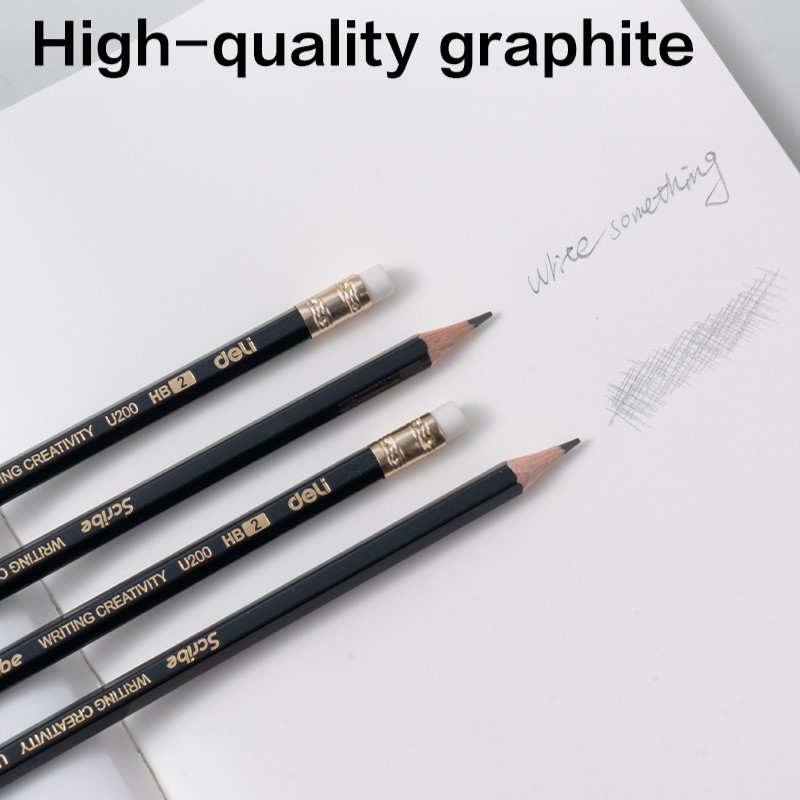 DELI U200 MATE HB PENCILS WITH RUBBERTIP