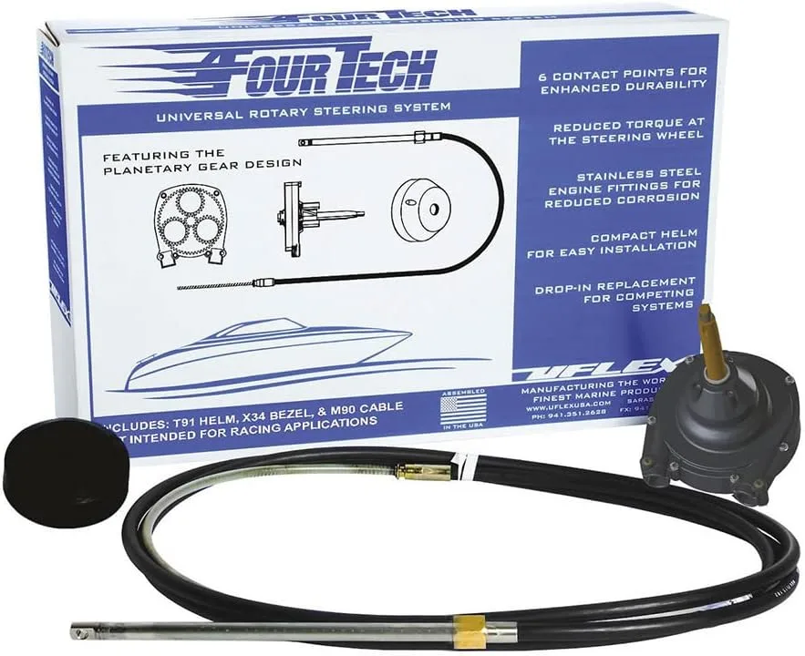 Uflex Fourtech 12' Black Mach Rotary Steering System w/Helm, Bezel & Cable