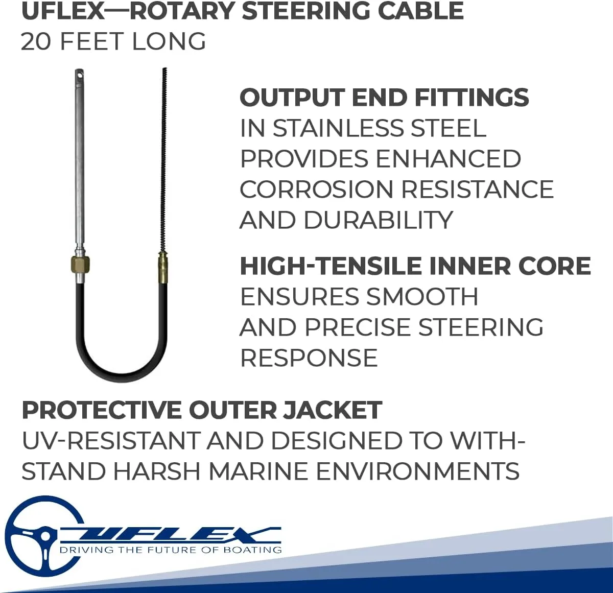 UFlex M66 20' Fast Connect Rotary Steering Cable Universal