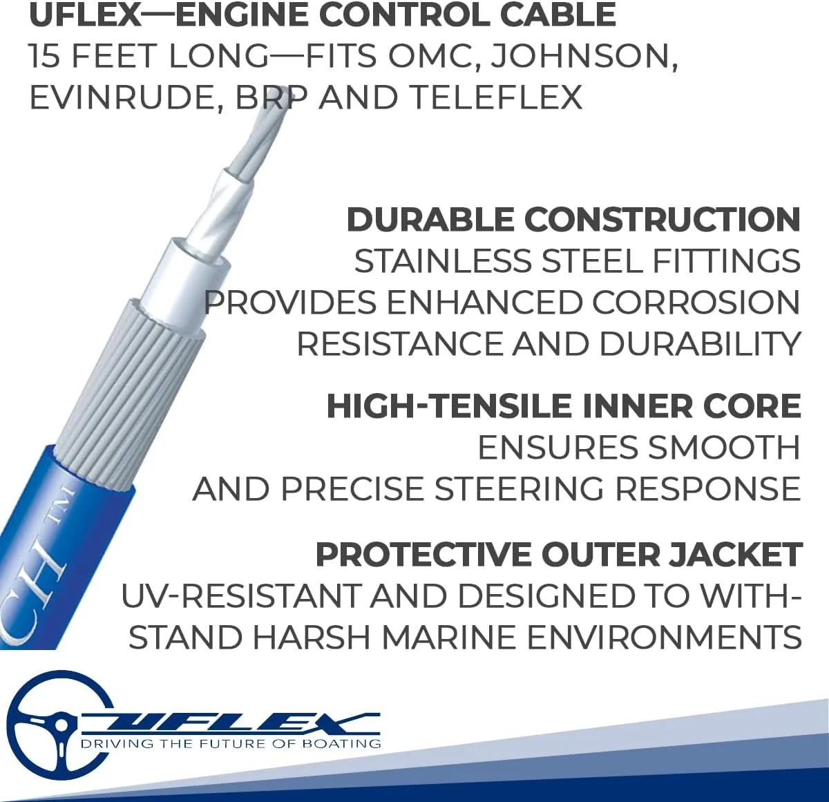 Uflex MACH14X15 Mach 14 15' OMC Control Cable