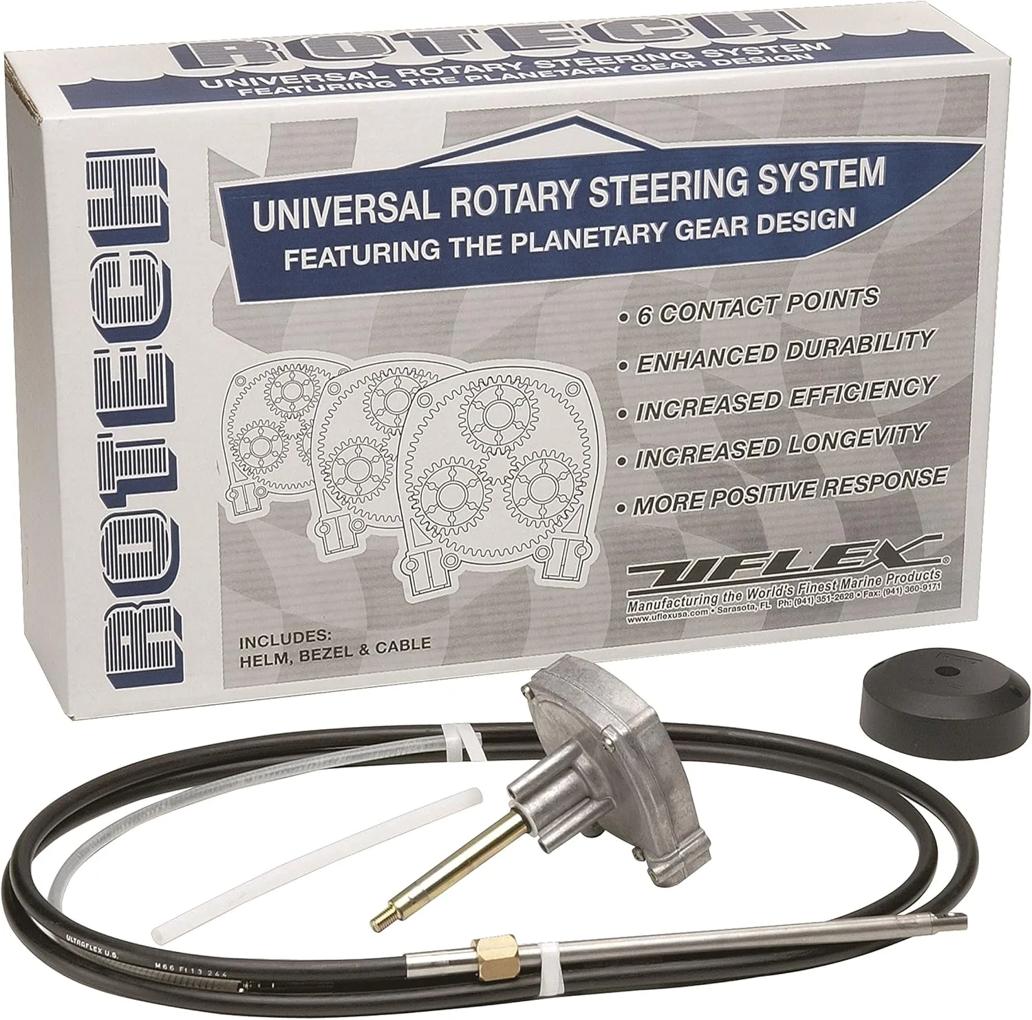 UFLEX Rotech Rotary Steering Package - T71FC Helm, X34 Bezel, M66 Cable