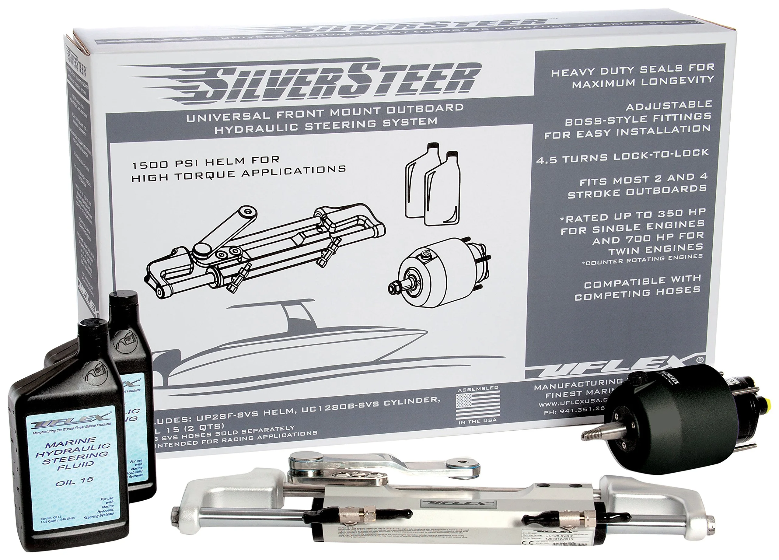 Uflex SilverSteer  2.0 High-Performance Front Mount Outboard Hydraulic Steering System - 1500PSI FM V2