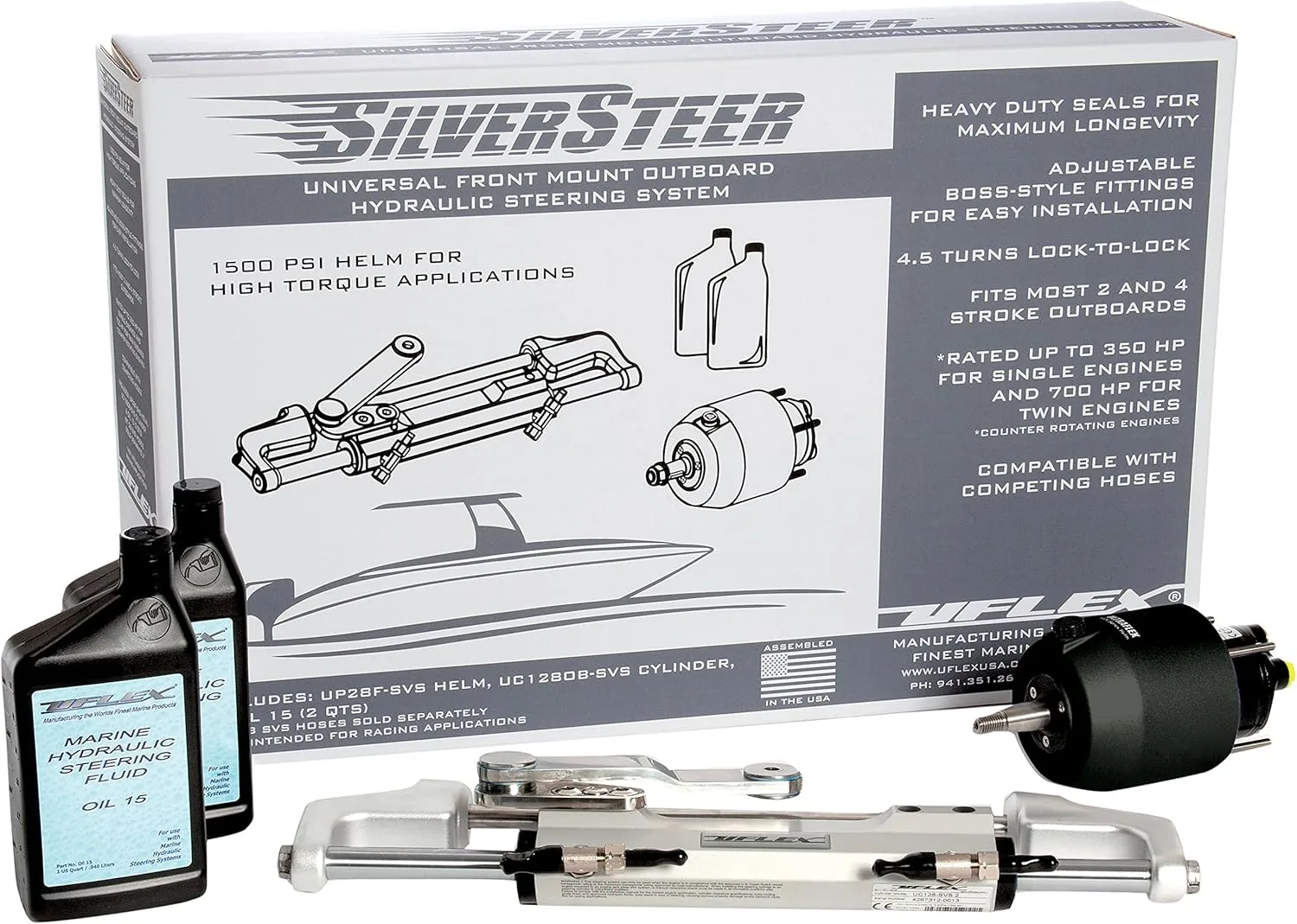 Uflex SilverSteer  2.0 High-Performance Front Mount Outboard Hydraulic Steering System - 1500PSI FM V2