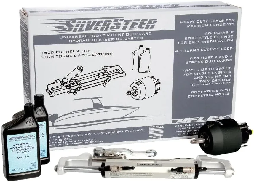 Uflex Usa SILVERSTEER1.0B Uflex Silversteer Universal Front Mount Outboard Hydraulic Steering System - 1500psi Fm V1
