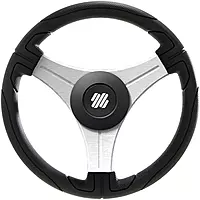 Uflex USTICA-B/S Ustica Steering Wheel - Black Poly Grip with Silver Spokes, 13.8", (350mm)