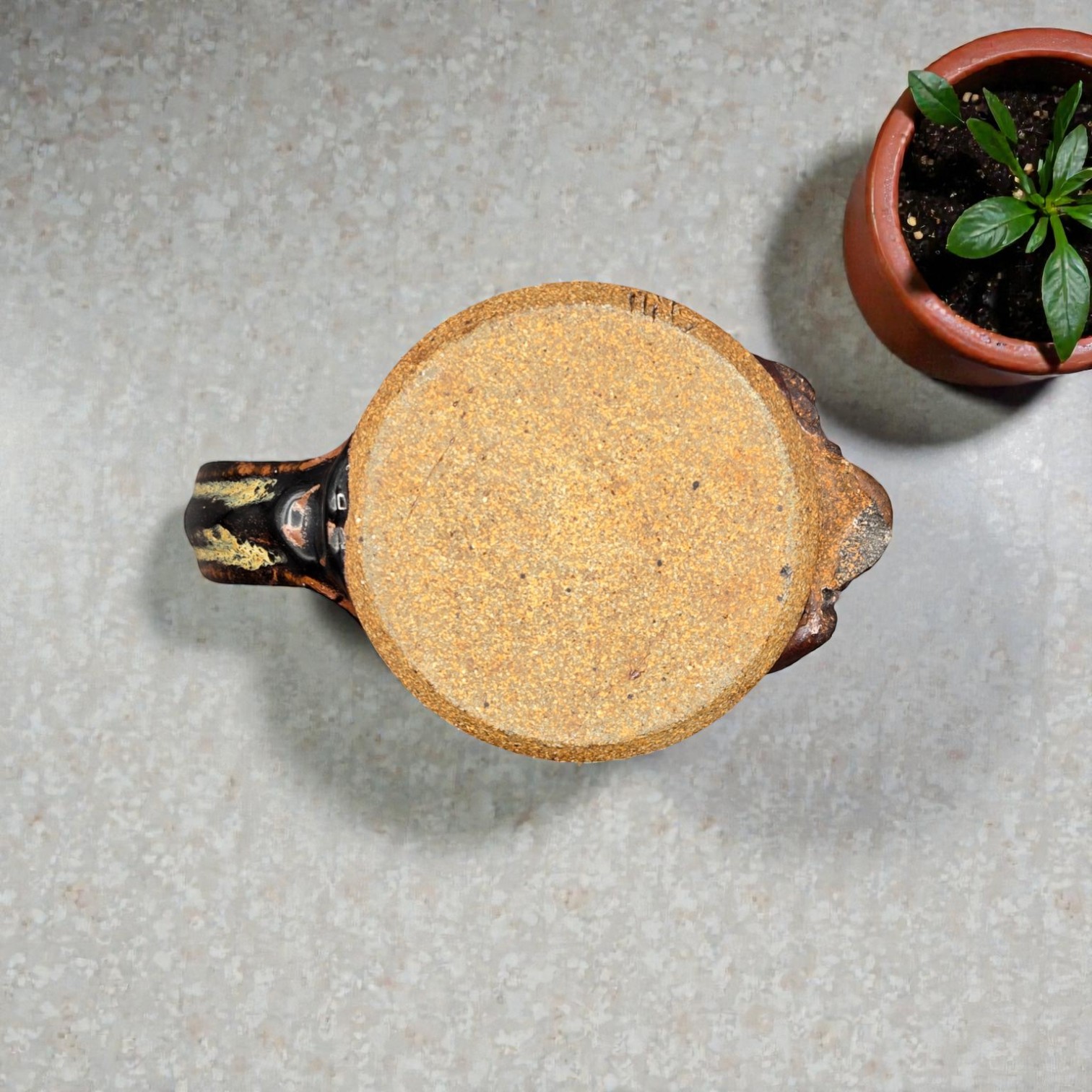 Vintage Handmade Stoneware Ugly Face Mug, 1980s Folk Pottery