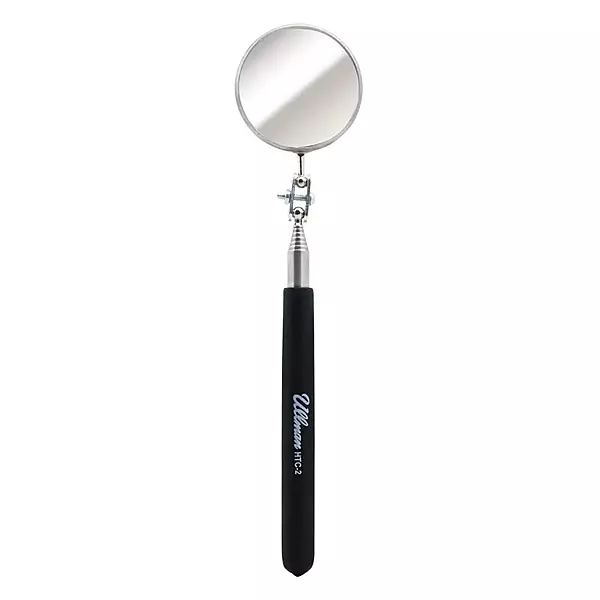 Ullman HTC-2 Pocket Size Telescoping Inspection Mirror with 2.25 inch Round Mirror and Black Handle - Perfect for Mechanics