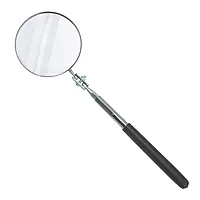 Ullman Devices S-2 Circular Telescoping Mirror with Heavy Duty Vinyl Grip, 3-1/4" Diameter, 11" to 15" Extended Handle Length